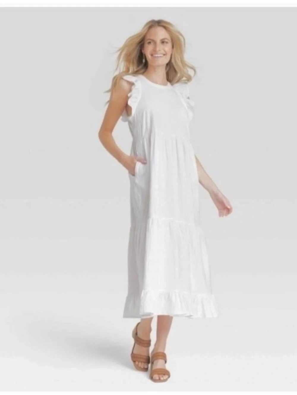 a new day White Ruffle Sleeve Tiered Maxi Dress - Picture 3 of 8